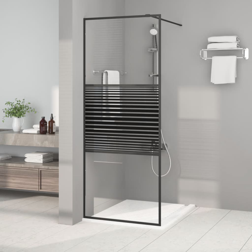 Parete Doccia Walk in Nera 80x195 cm in Vetro Trasparente ESG | homemem39