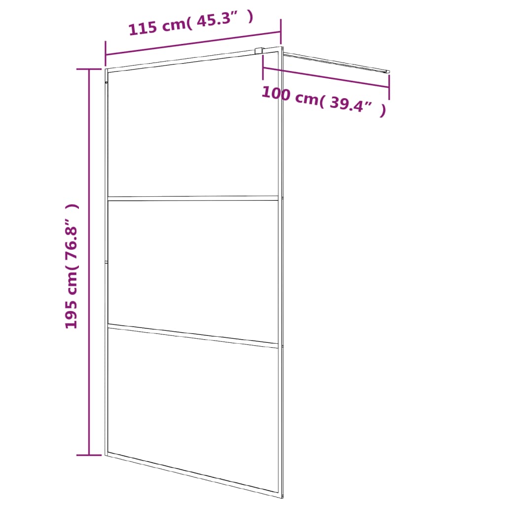 Parete Doccia Walk in Nero 115x195 cm Vetro Trasparente ESG | homemem39