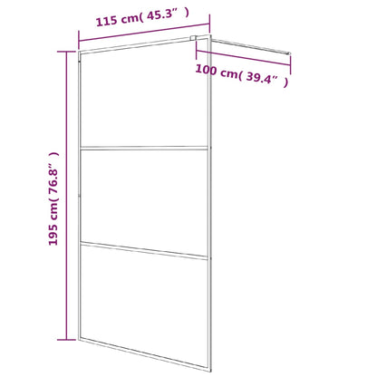 Parete Doccia Walk in Nero 115x195 cm Vetro Trasparente ESG | homemem39