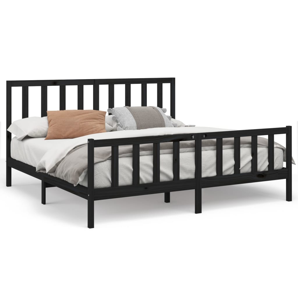 Giroletto Nero in Legno Massello di Pino 200x200 cm | homemem39