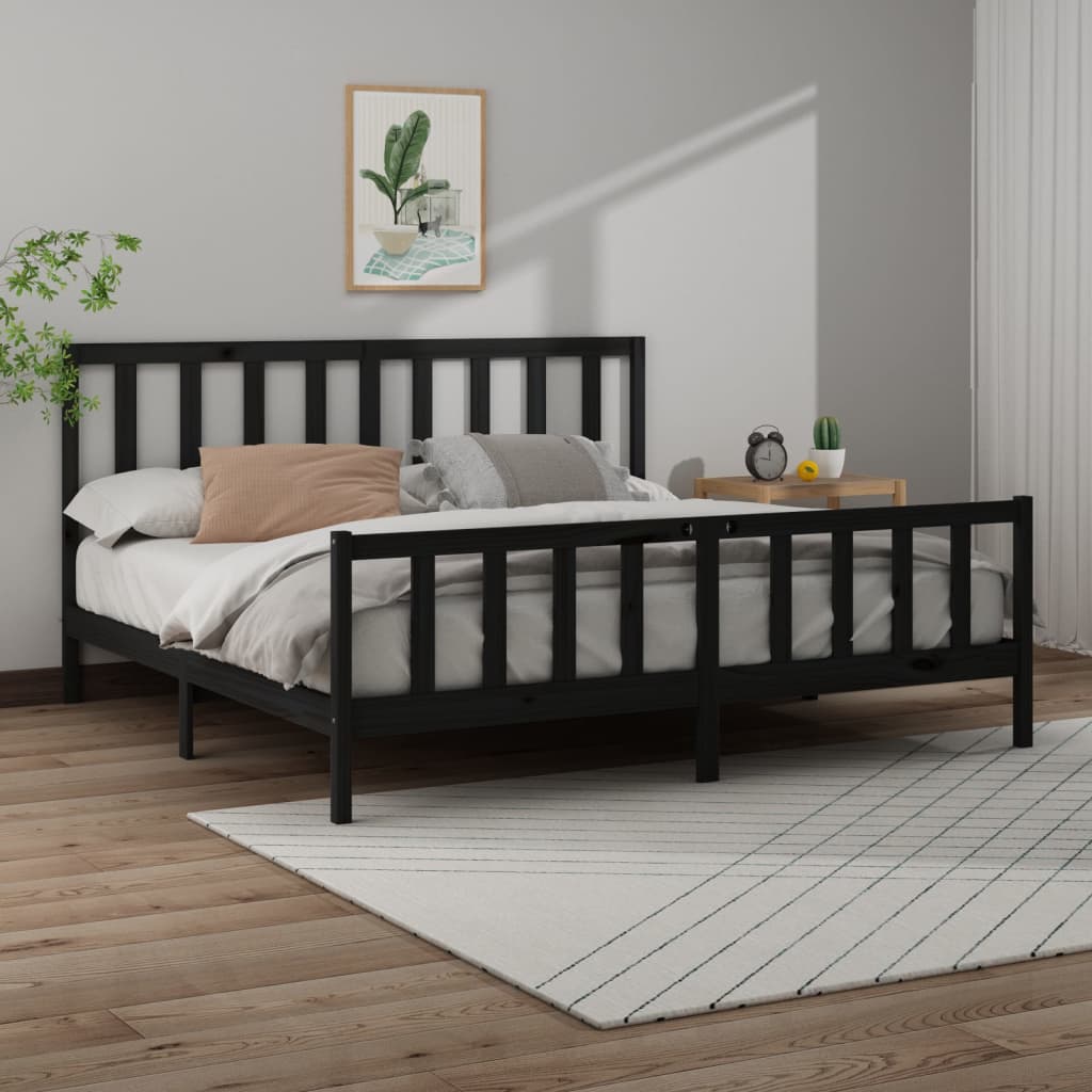 Giroletto Nero in Legno Massello di Pino 200x200 cm | homemem39