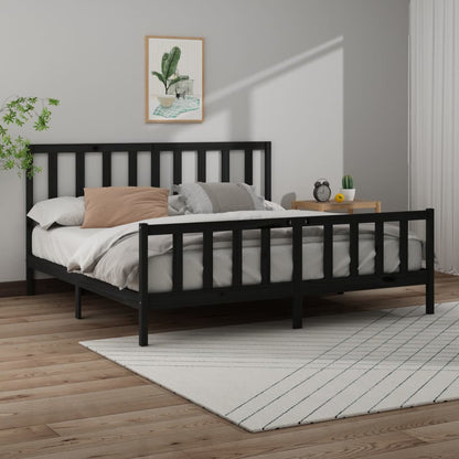 Giroletto Nero in Legno Massello di Pino 200x200 cm | homemem39