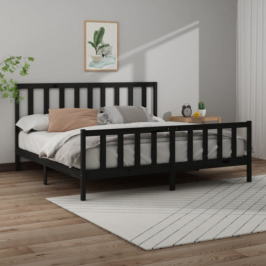 Giroletto Nero in Legno Massello di Pino 200x200 cm | homemem39