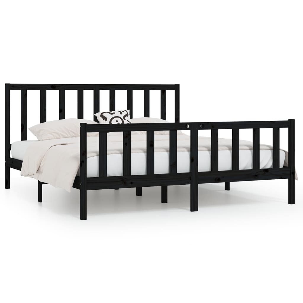 Giroletto Nero in Legno Massello 200x200 cm | homemem39