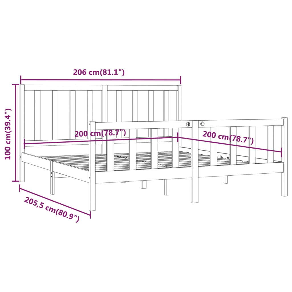 Giroletto Nero in Legno Massello 200x200 cm | homemem39