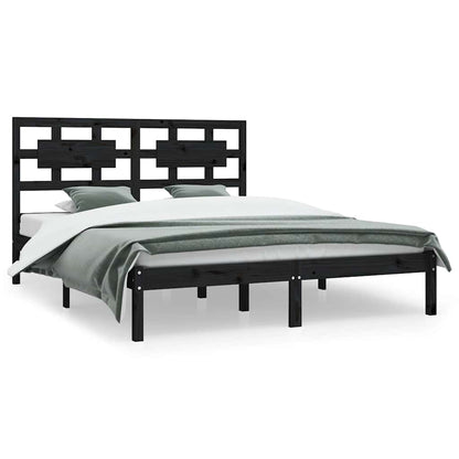 Giroletto Nero in Legno Massello di Pino 200x200 cm | homemem39
