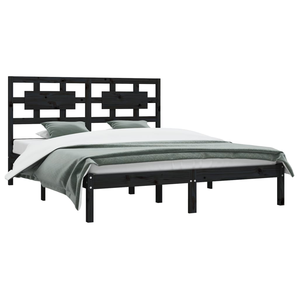 Giroletto Nero in Legno Massello di Pino 200x200 cm | homemem39