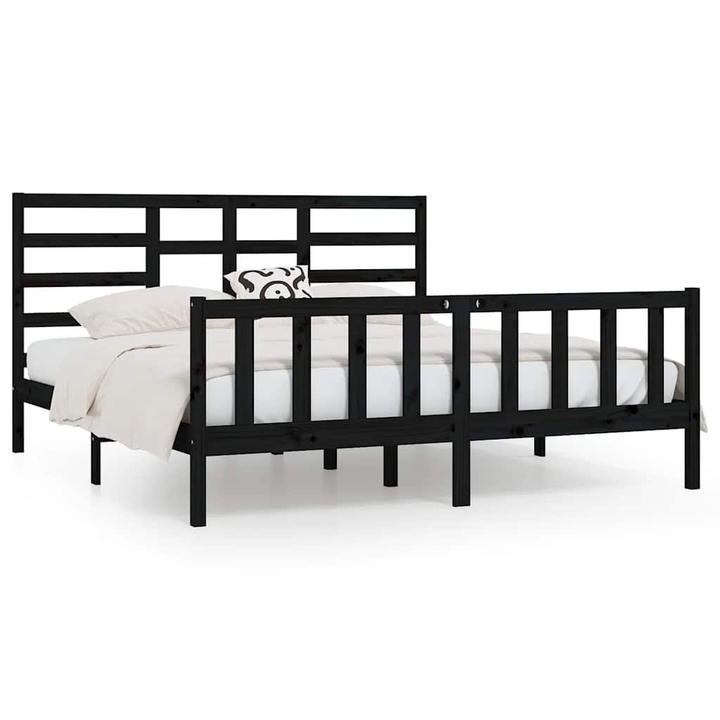 Giroletto Nero in Legno Massello di Pino 200x200 cm | homemem39
