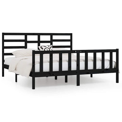 Giroletto Nero in Legno Massello di Pino 200x200 cm | homemem39