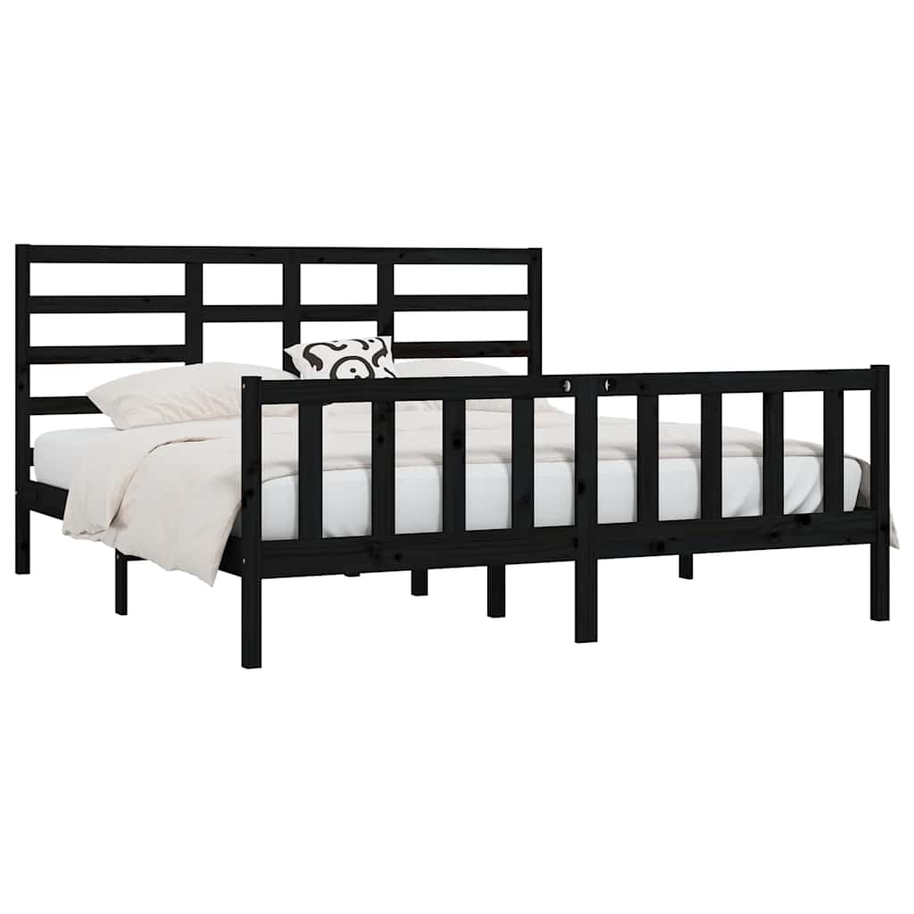 Giroletto Nero in Legno Massello di Pino 200x200 cm | homemem39