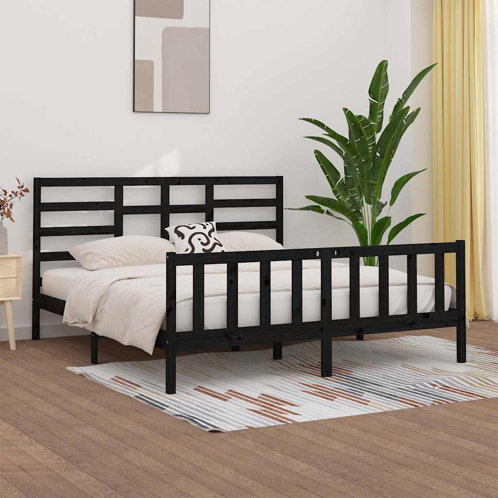 Giroletto Nero in Legno Massello di Pino 200x200 cm | homemem39