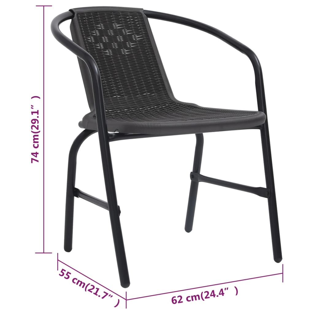 Sedie da Giardino 6 pz in Plastica Rattan e Acciaio 110 kg | homemem39