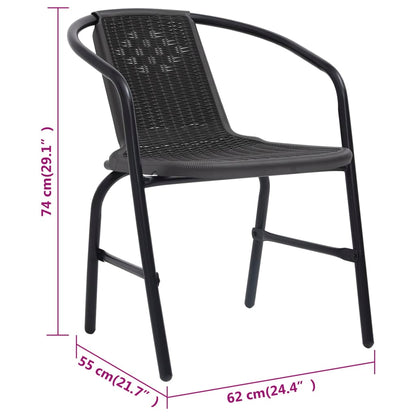 Sedie da Giardino 6 pz in Plastica Rattan e Acciaio 110 kg | homemem39