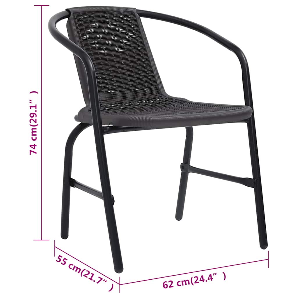 Sedie da Giardino 8 pz in Plastica Rattan e Acciaio 110 kg | homemem39
