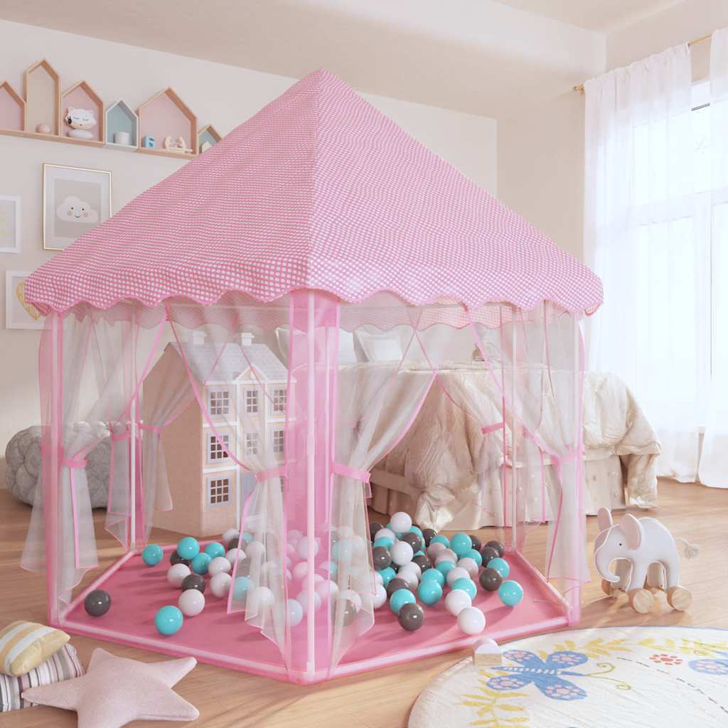 Tenda da Gioco Principessa con 250 Palline 133x140 cm Rosa - homemem39