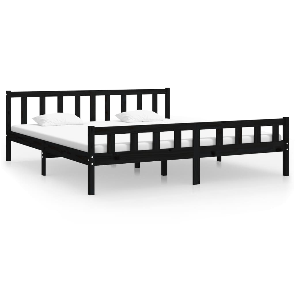 Giroletto Nero in Legno Massello 160x200 cm - homemem39