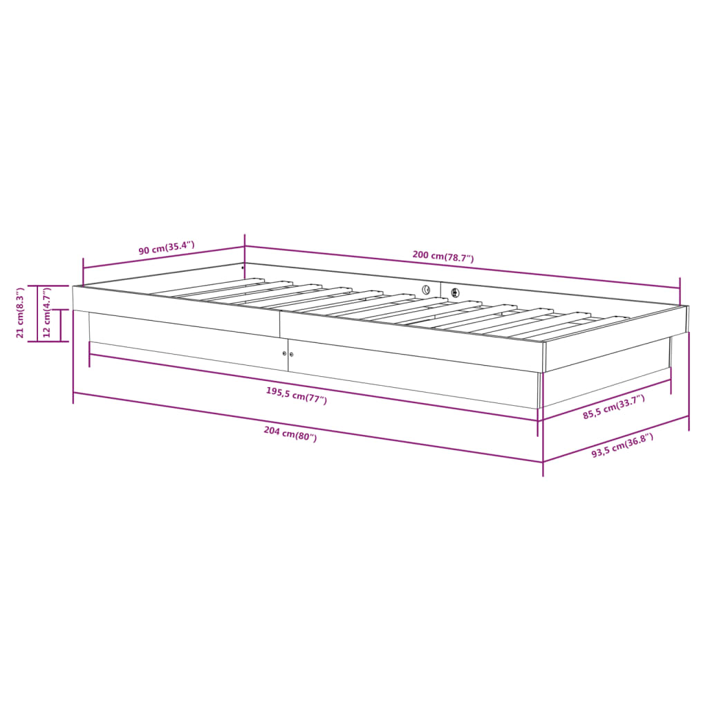 Giroletto Bianco in Legno Massello 90x200 cm | homemem39