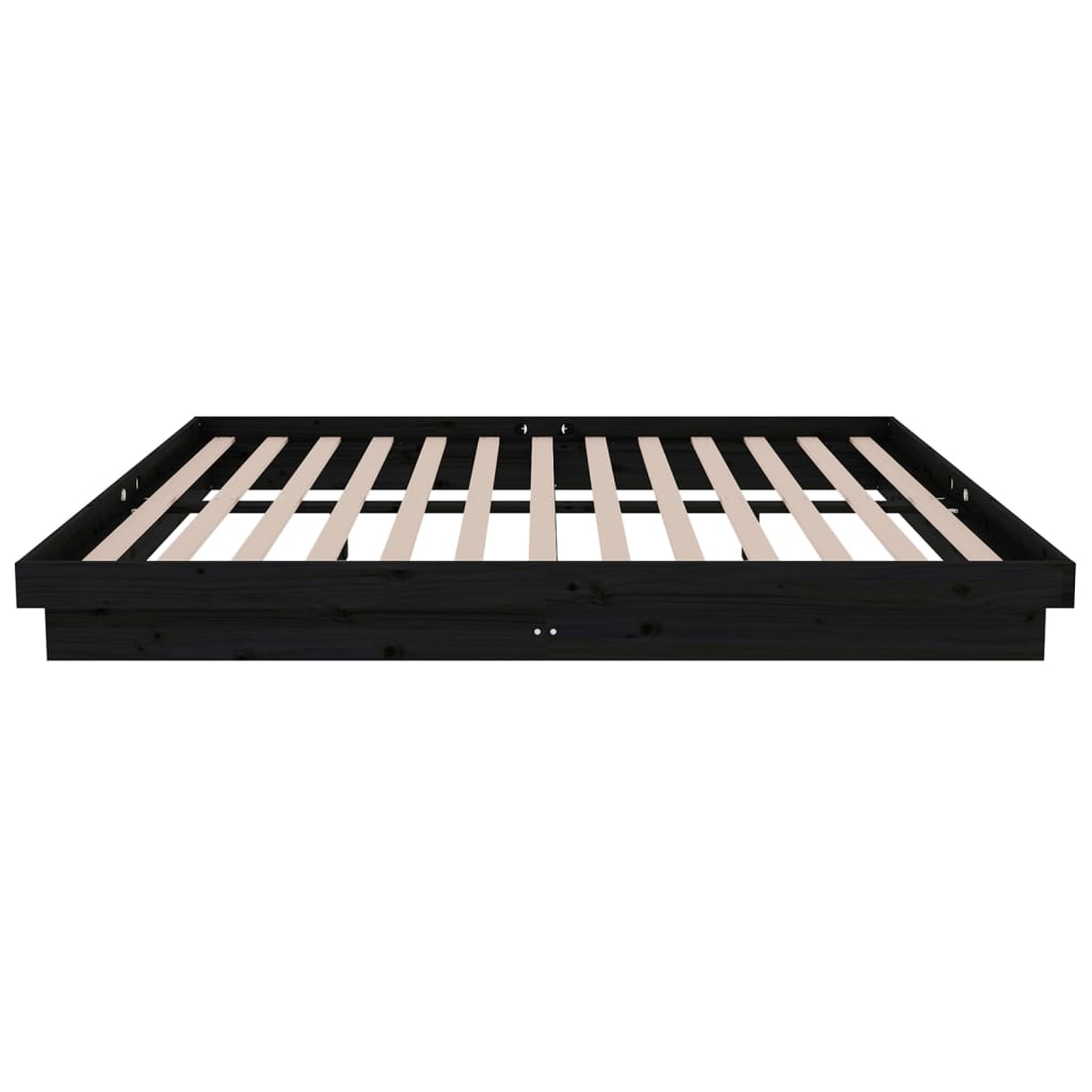 Giroletto Nero in Legno Massello 150x200 cm King Size - homemem39