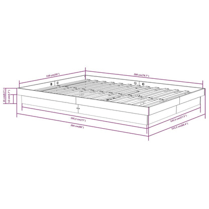 Giroletto Nero in Legno Massello 150x200 cm King Size - homemem39
