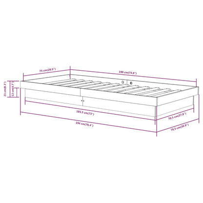 Giroletto in Legno Massello Grigio 75x190 cm Small Single - homemem39