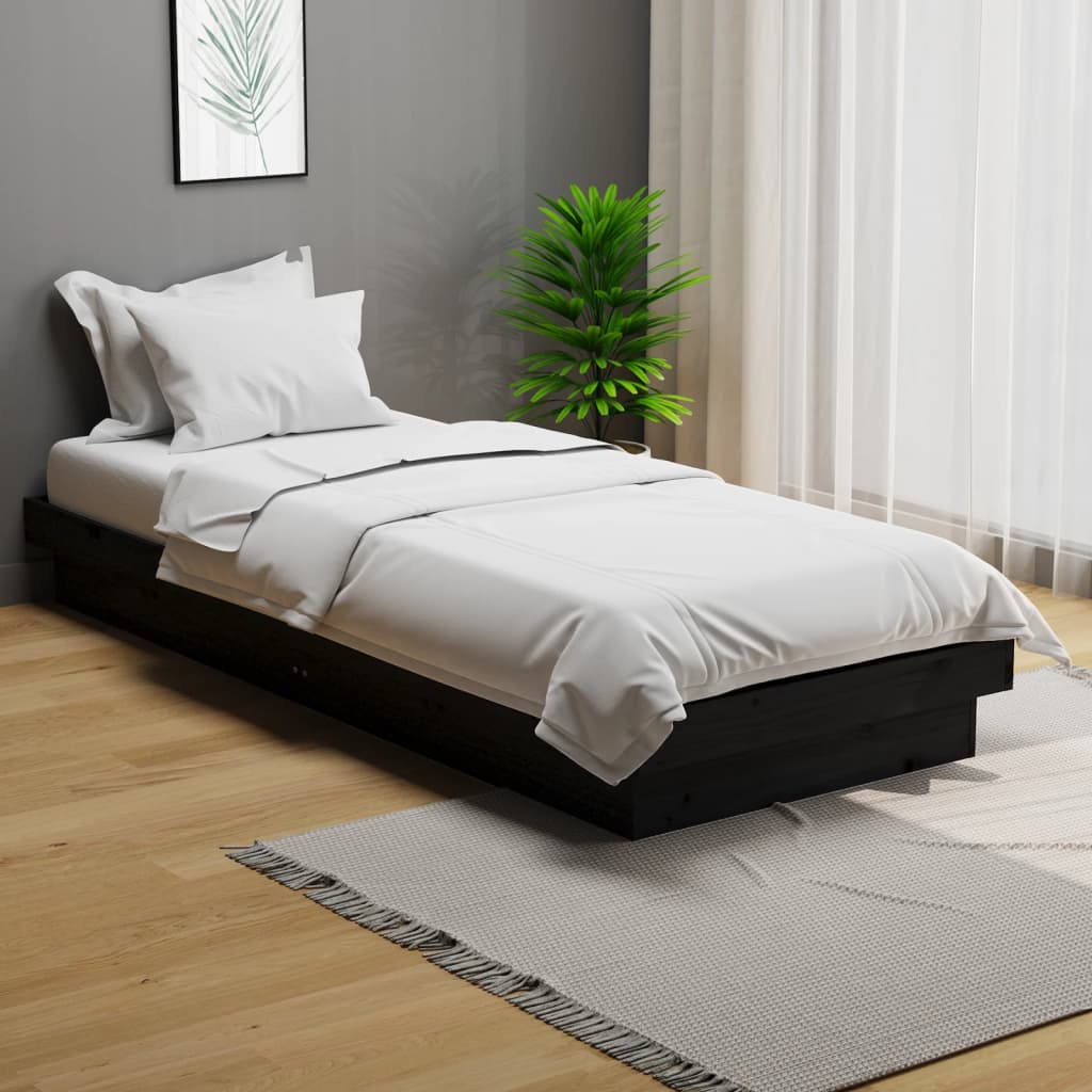 Giroletto in Legno Massello Nero 75x190 cm Small Single - homemem39
