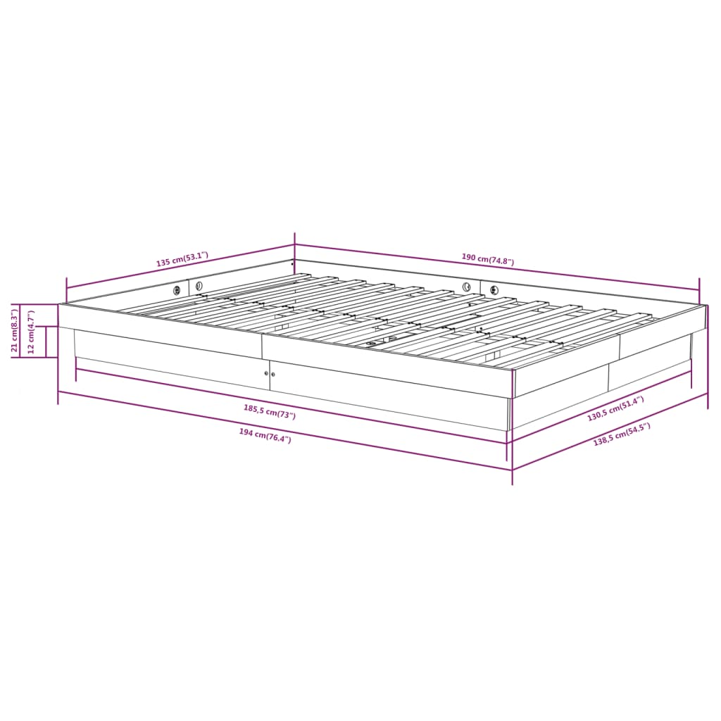 Giroletto Bianco in Legno Massello 135x190 cm Double | homemem39