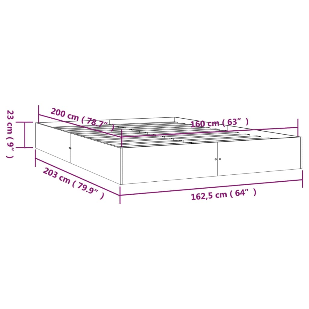 Giroletto senza Materasso in Legno Massello 160x200 cm - homemem39