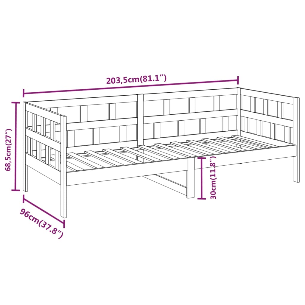 Dormeuse in Legno Massello di Pino 90x200 cm | homemem39