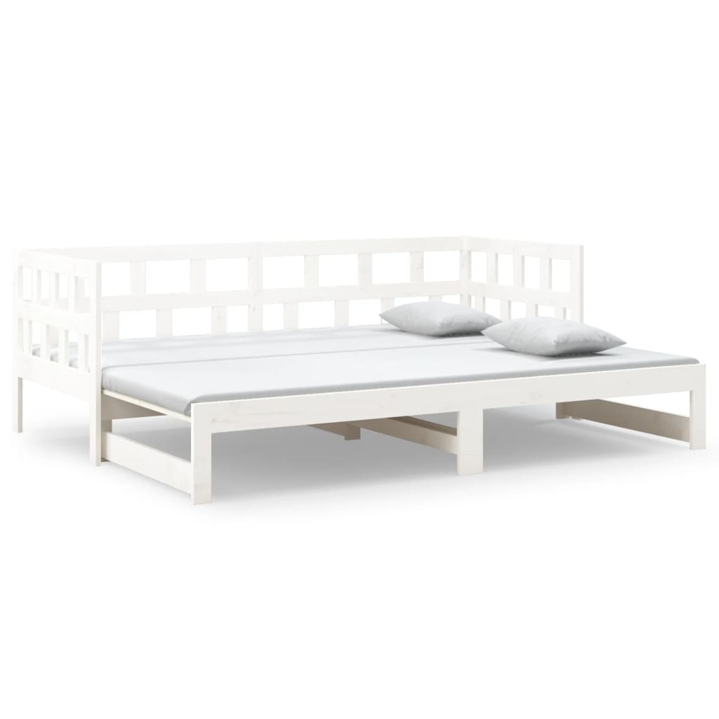 Dormeuse Estraibile Bianca Legno Massello di Pino 2x(90x200) cm | homemem39