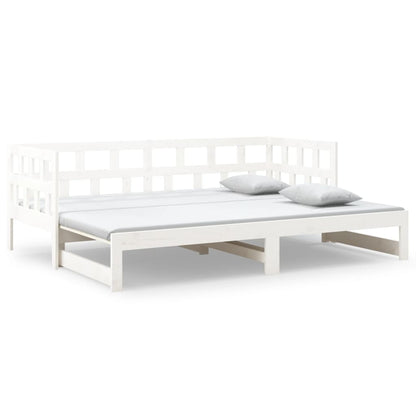 Dormeuse Estraibile Bianca Legno Massello di Pino 2x(90x200) cm | homemem39