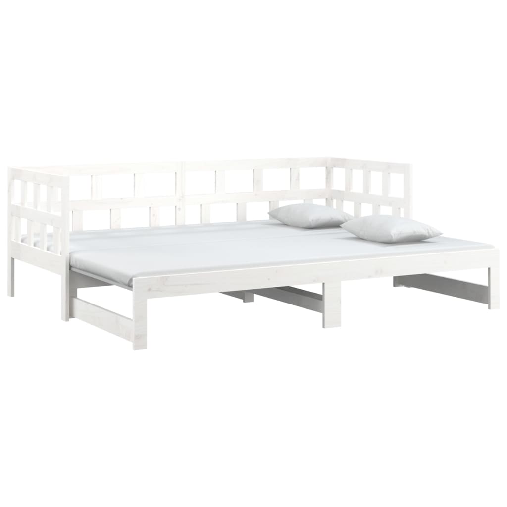 Dormeuse Estraibile Bianca Legno Massello di Pino 2x(90x200) cm | homemem39