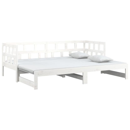 Dormeuse Estraibile Bianca Legno Massello di Pino 2x(90x200) cm | homemem39