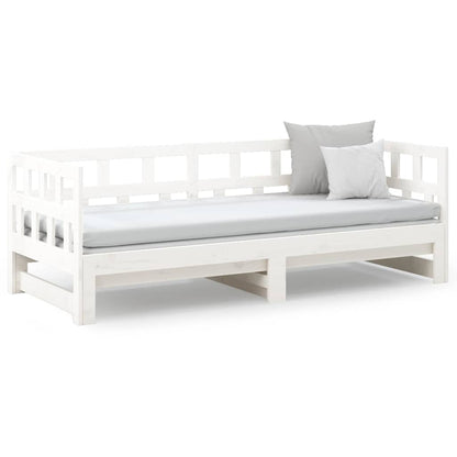 Dormeuse Estraibile Bianca Legno Massello di Pino 2x(90x200) cm