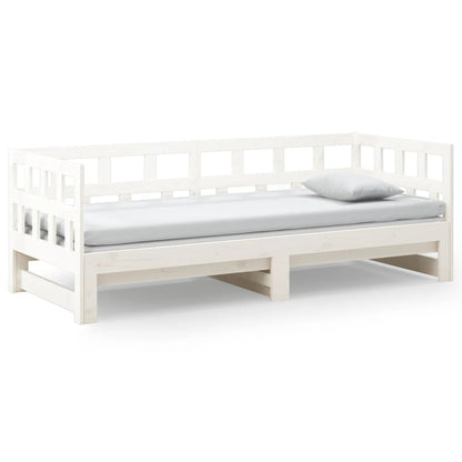 Dormeuse Estraibile Bianca Legno Massello di Pino 2x(90x200) cm | homemem39