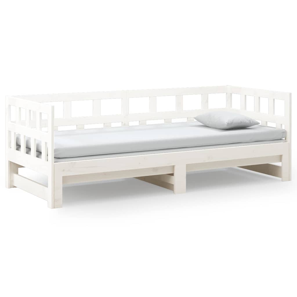 Dormeuse Estraibile Bianca Legno Massello di Pino 2x(90x200) cm