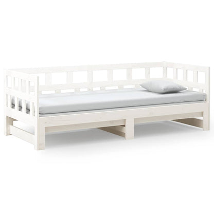 Dormeuse Estraibile Bianca Legno Massello di Pino 2x(90x200) cm