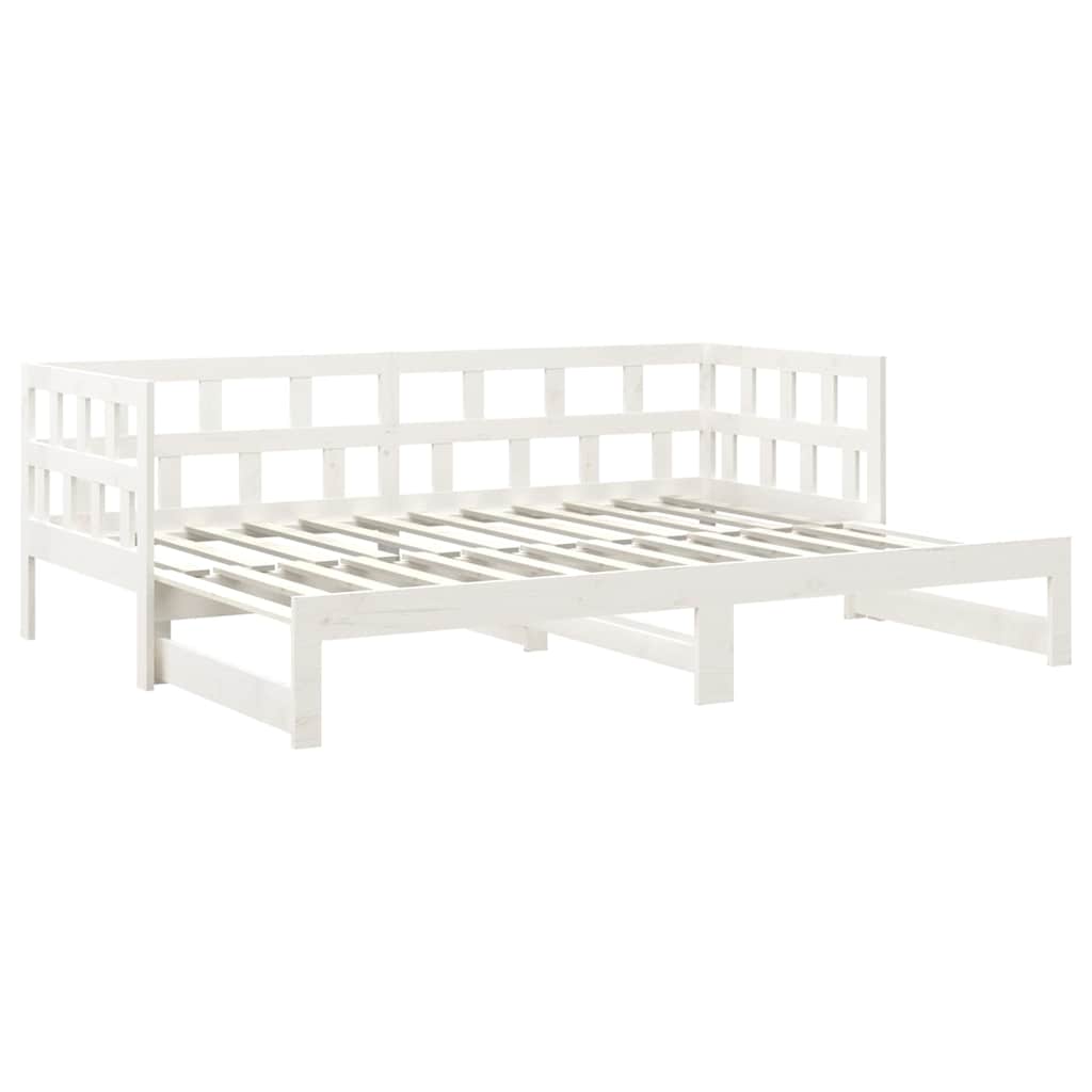 Dormeuse Estraibile Bianca Legno Massello di Pino 2x(90x200) cm