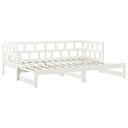 Dormeuse Estraibile Bianca Legno Massello di Pino 2x(90x200) cm