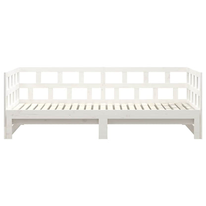 Dormeuse Estraibile Bianca Legno Massello di Pino 2x(90x200) cm