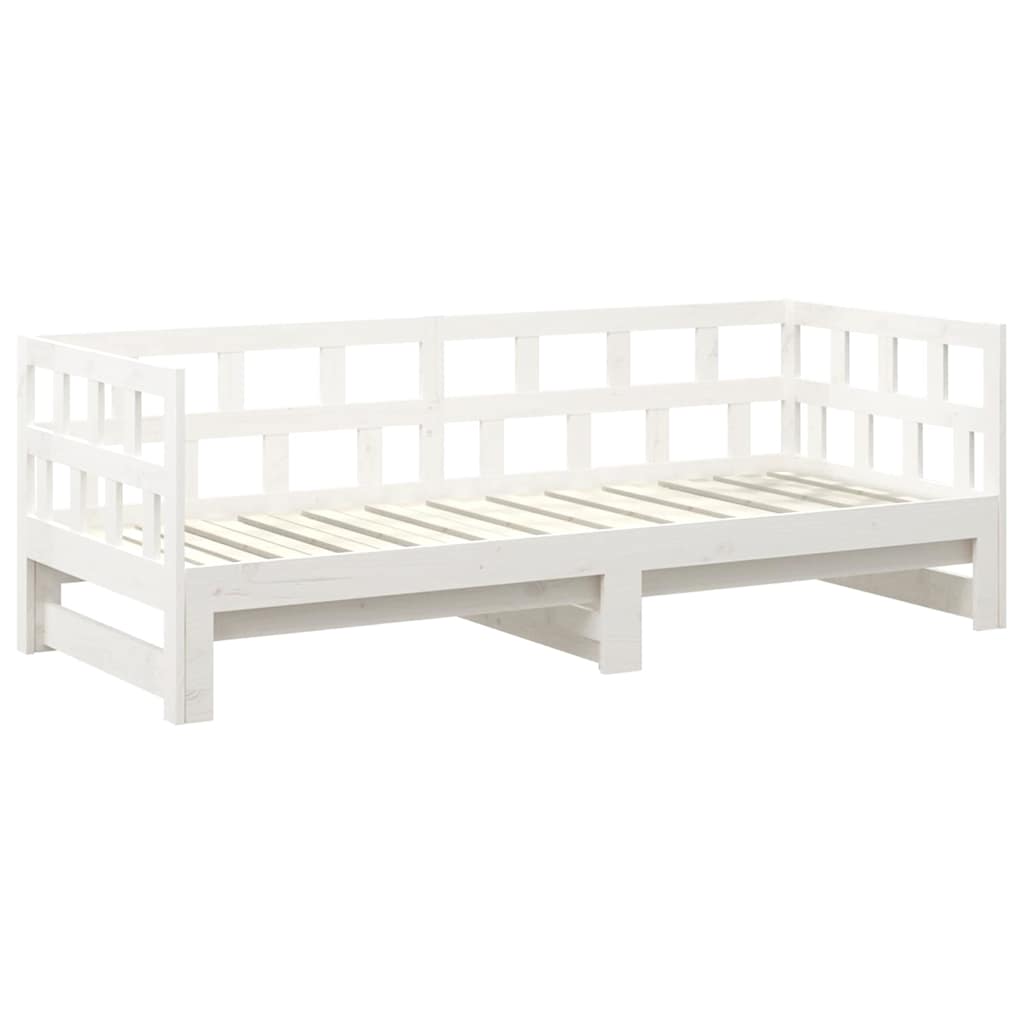 Dormeuse Estraibile Bianca Legno Massello di Pino 2x(90x200) cm