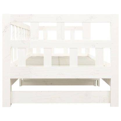 Dormeuse Estraibile Bianca Legno Massello di Pino 2x(90x200) cm