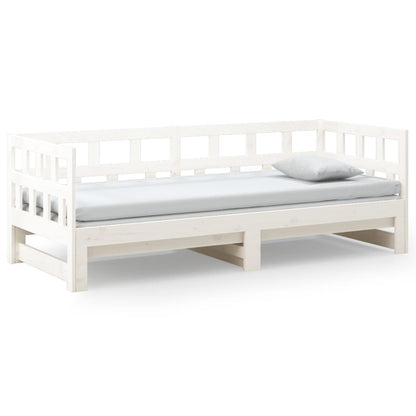 Dormeuse Estraibile Bianca Legno Massello di Pino 2x(80x200) cm | homemem39