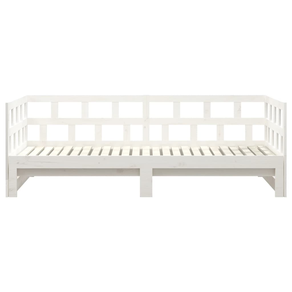 Dormeuse Estraibile Bianca Legno Massello di Pino 2x(80x200) cm | homemem39