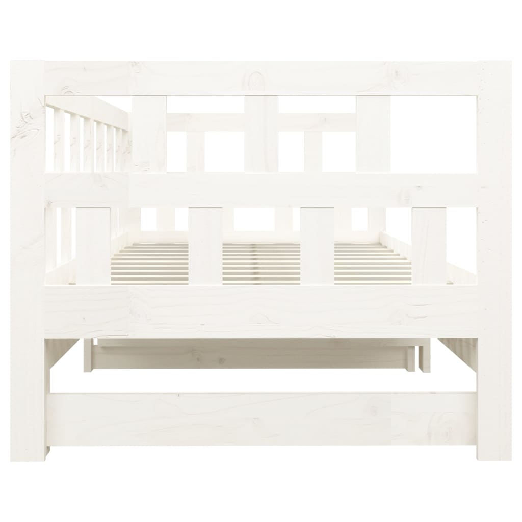 Dormeuse Estraibile Bianca Legno Massello di Pino 2x(80x200) cm | homemem39
