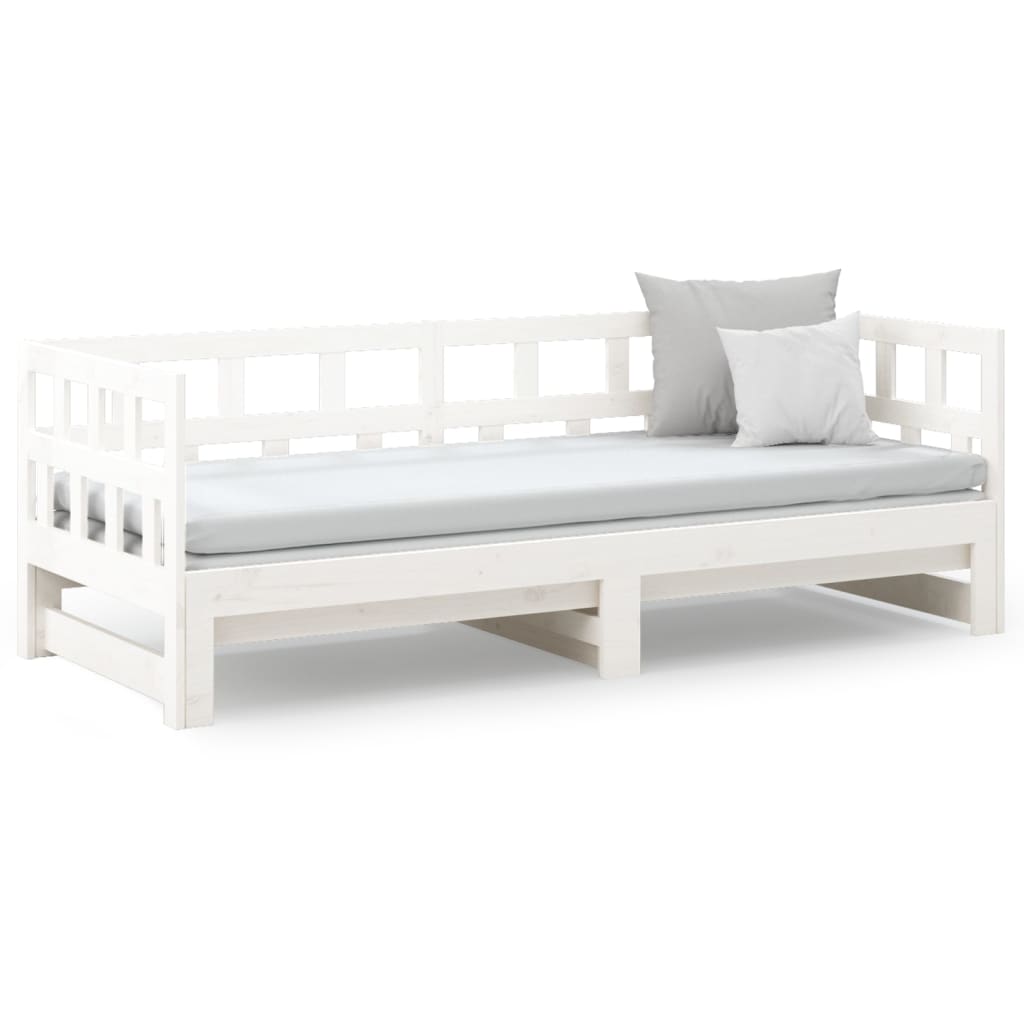 Dormeuse Estraibile Bianca Legno Massello di Pino 2x(90x190) cm | homemem39