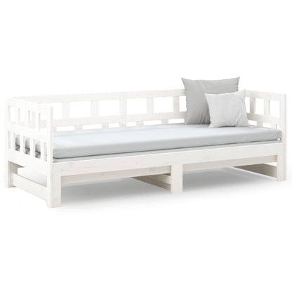 Dormeuse Estraibile Bianca Legno Massello di Pino 2x(90x190) cm | homemem39