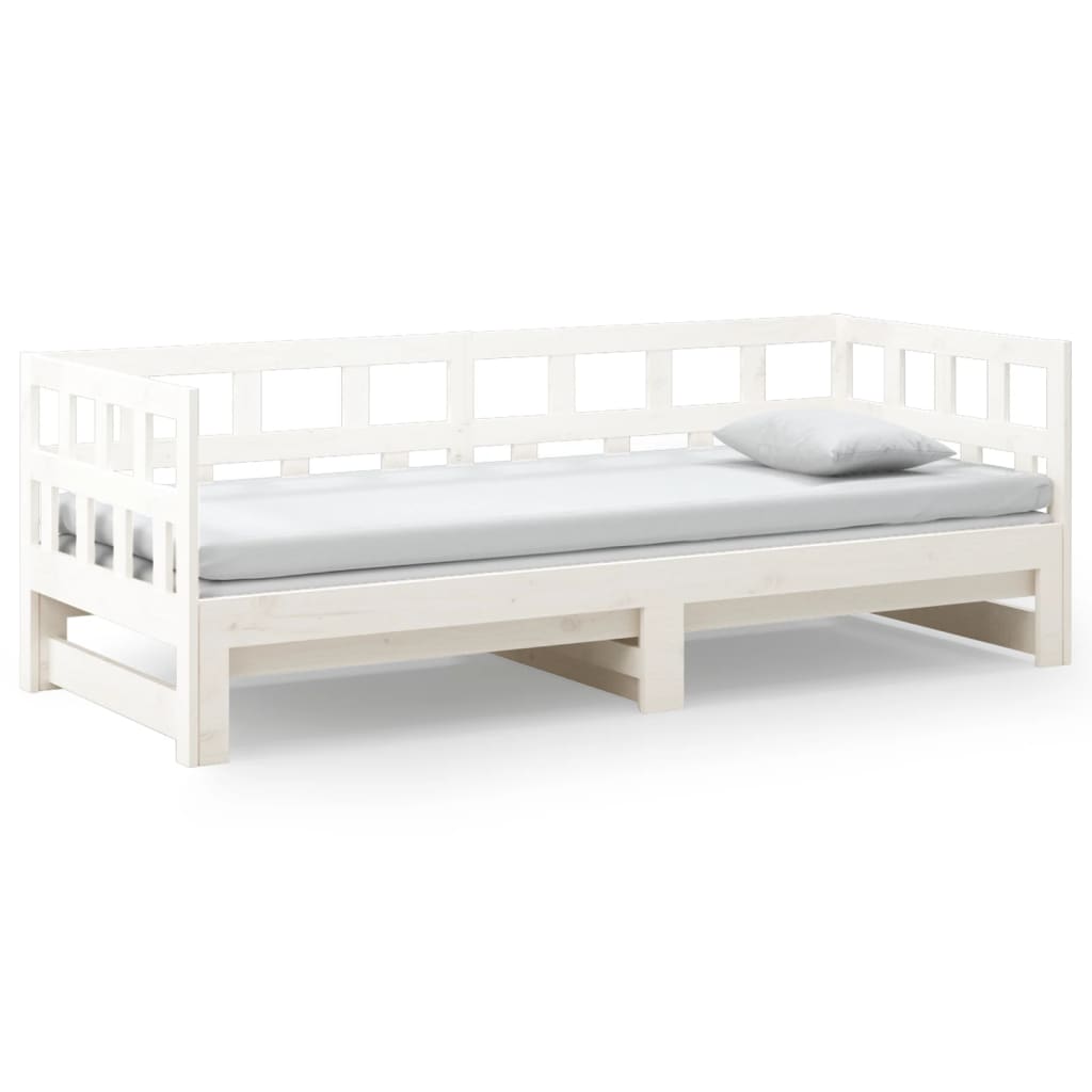 Dormeuse Estraibile Bianca Legno Massello di Pino 2x(90x190) cm | homemem39