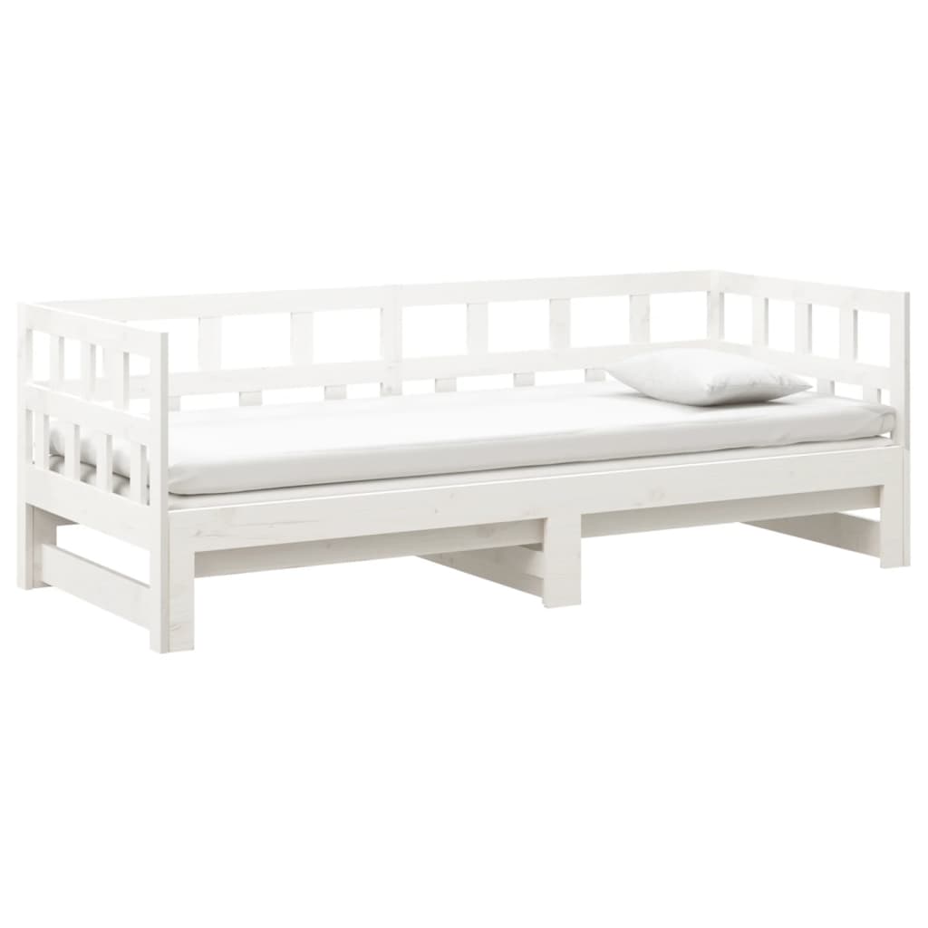 Dormeuse Estraibile Bianca Legno Massello di Pino 2x(90x190) cm | homemem39