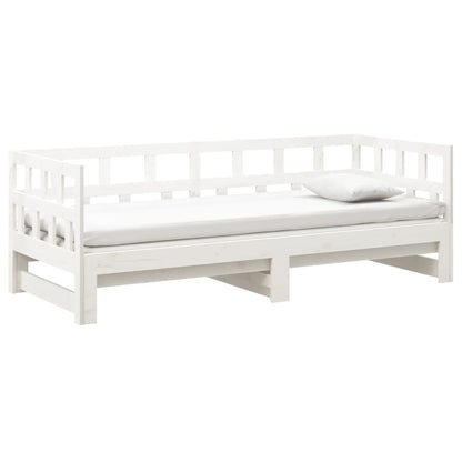 Dormeuse Estraibile Bianca Legno Massello di Pino 2x(90x190) cm | homemem39