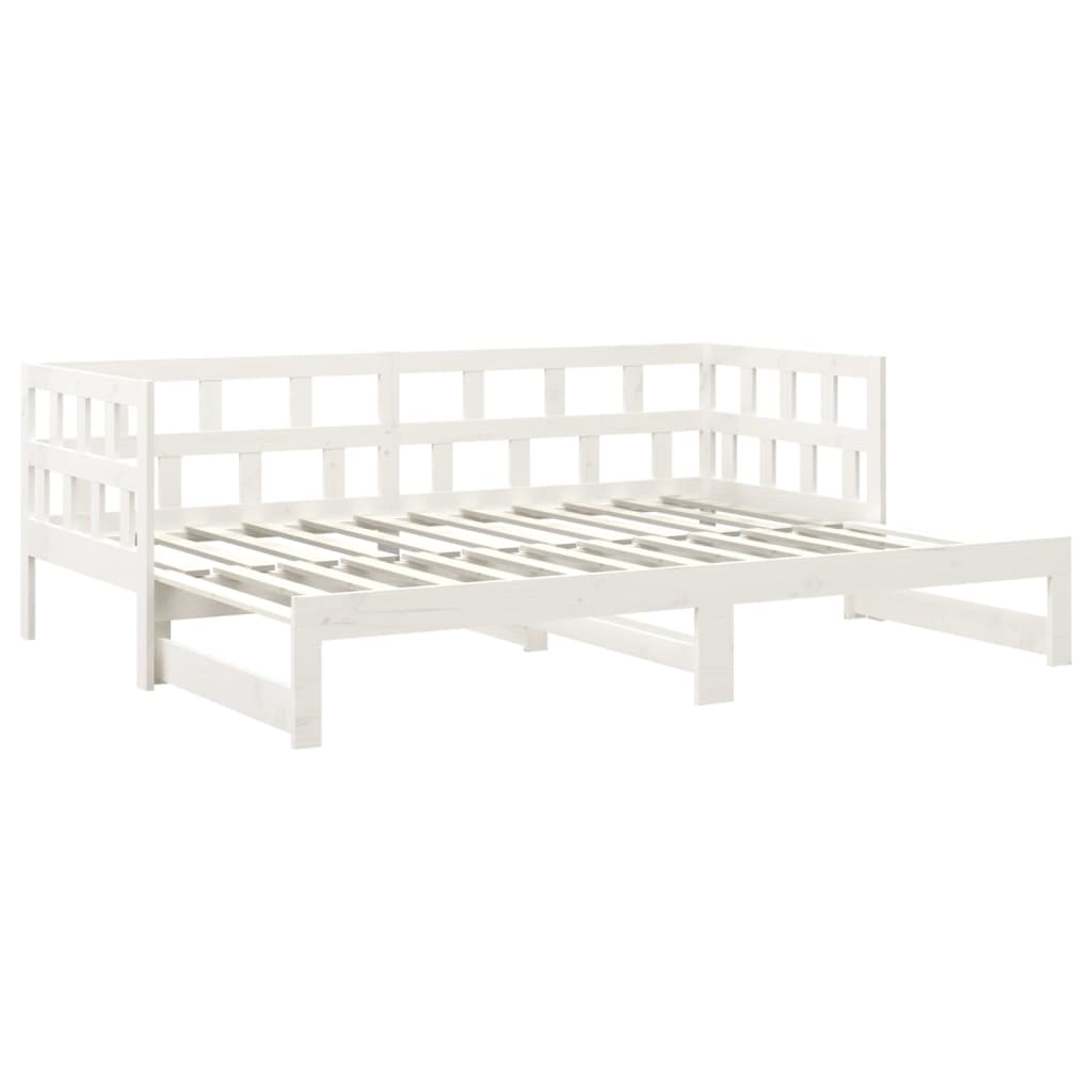 Dormeuse Estraibile Bianca Legno Massello di Pino 2x(90x190) cm | homemem39